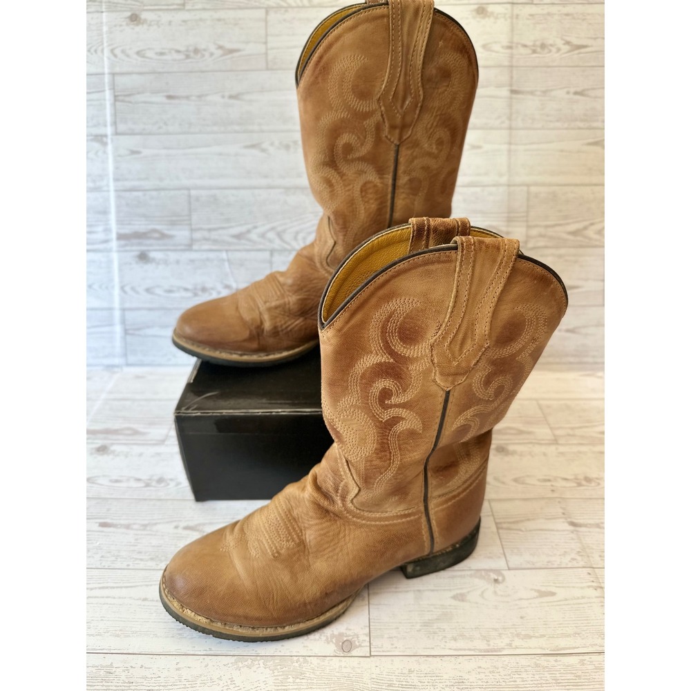 Smoky Mountain Cowboy Boots Kids 5 D Tan Leather Western Vintage 90s